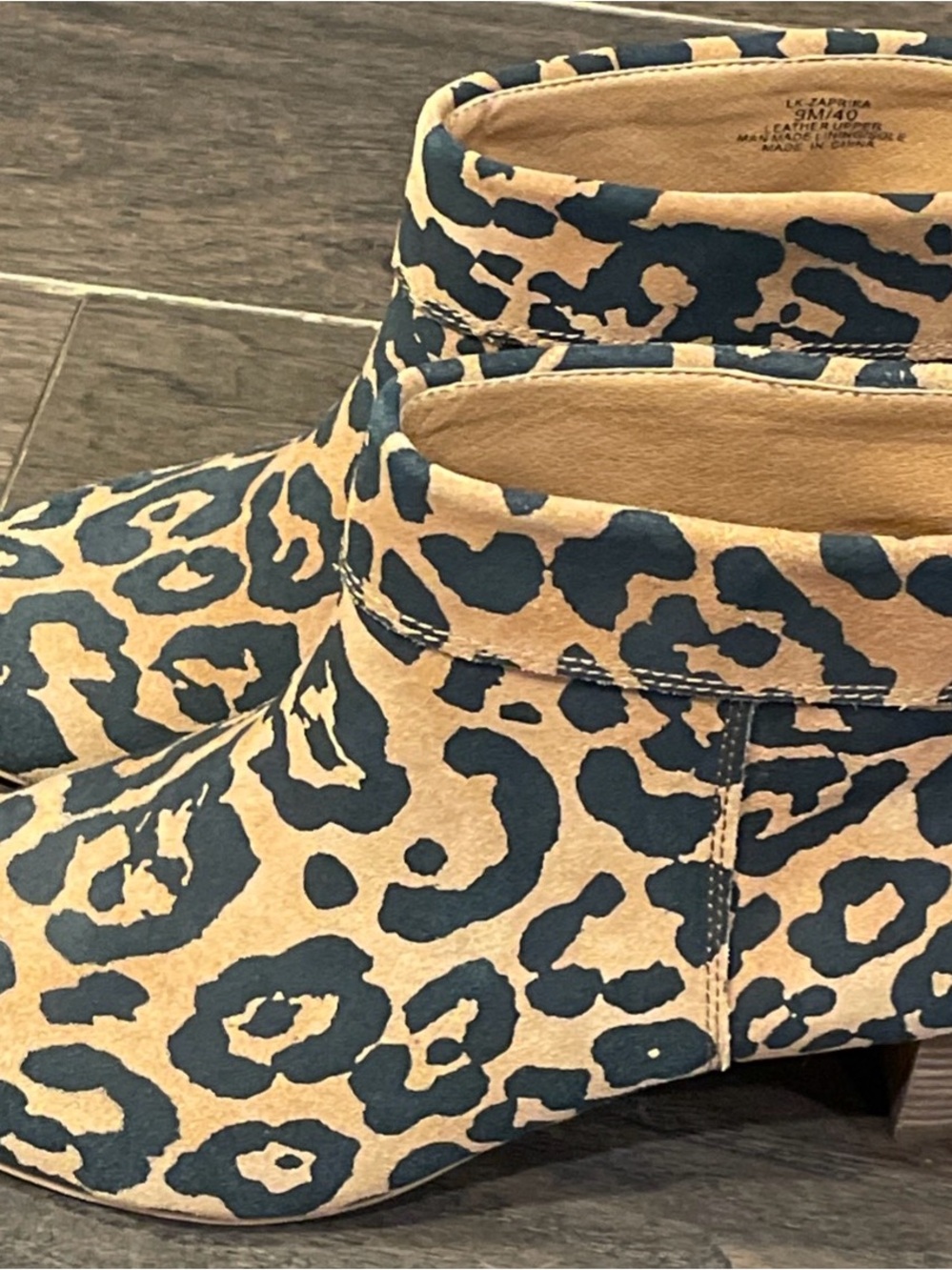 LUCKY BRAND Womens Beige Animal Print Zaprika Slip On Leather Dress Booties 9 M - Picture 6 of 7